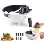 Mandoline de cuisine 8 en 1 avec 7 lames - bac d'�gouttage automatique, passoire rotative - trancheuse ...