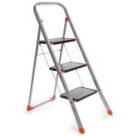 Marchepied, 3 marches, pliable, escabeau domestique avec poigne leve, patins antidrapants et profil ...