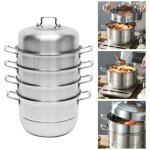 Marmite  vapeur de 32, 5 cm, marmite  vapeur  5 tages en acier inoxydable 304 avec couvercle en verre ...