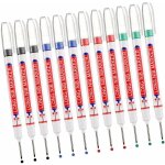 Marqueurs trou profond, 12pcs marqueur charpentier, stylo marqueur indlbile pointe longue de 20 mm, marqueur ...