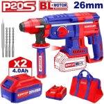 Emtop - marteau perforateur burineur sans fil 20v avec 1 chargeur + 2 batteries 4. 0ah lithium - ion ...