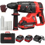 Marteau perforateur sans fil 20v brushless, 2 batteries 4. 0ah & chargeur, 1500rpm, 4850bpm, sds - plus, ...