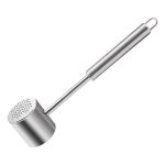 Marteau  viande, double face, attendrisseur pour escalope, steak, 28 cm de long, acier inoxydable, argent ...