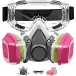 Masque de protection respiratoire avec filtres et lunettes, masque anti poussiere r�utilisable, masque ...