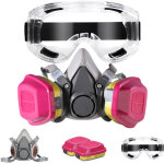 Masque de protection respiratoire avec filtres et lunettes, masque anti poussiere r�utilisable, masque ...