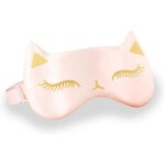 Masque de sommeil ?il de chat en soie naturelle, mignon et doux (rose 1)
