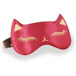 Masque de sommeil ?il de chat en soie naturelle, mignon et doux (rouge 1)