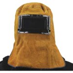 Masque soudure casque soudeur capuche en cuir - protecteur visage avec lunette protection des yeux confortable ...