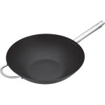 Masterclass professional large non - stick wok de carbon steel induction cooker, carbon, black, 35. 5 ...