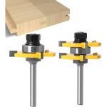 Matching tongue and groove router bit set with 6 mm shank, 3 teeth, t - shape, wood cutter, trimming ...