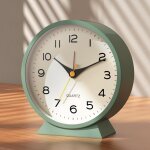 Matin analogique 4, 5  ? r�veil r�tro en m�tal, silencieux sans tic - tac, � pile avec lumi�re nocturne, ...