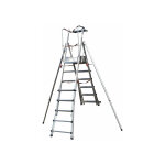 Matisre - escabeau pirl tlescopique en aluminium avec bac porte - outils - 5 + 7 marches - hauteur ...