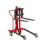 Transpalette manuel �l�vateur � fourches 775x540mm - mini gerbeur avec roues tout terrain - pliable et ...