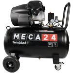 Meca24 - compresseur bicylindre 3cv - cuve 100l - compresseur  air - 2200w - pression 8 bars - dbit ...