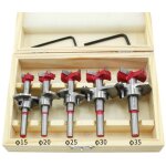 M�ches bois, coffret de 5 (�15 - 35 mm) fraise bois fa�onner jeu de forets � positionnement ajustable, ...