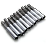Lot de 10 porte - embouts magntiques pour tournevis  percussion 60 mm hexagonal 6, 35 mm pour perceuse ...