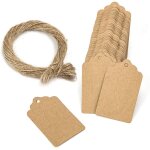 Lot de 100 �tiquettes cadeaux festonn�es en papier kraft, marron, 5 x 3 cm, avec ficelle