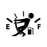 Autocollant pour trappe � essence de voiture. bonhomme qui retient la jauge de carburant. dr�le, humour(12. ...