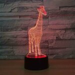 Memkey - veilleuse pour enfants, girafe animale usb insrer rechargeable lampe illusion 3d 16 couleurs ...