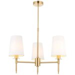 Merano florence plafonnier suspendu � abat - jour � bras multiples, plaque en laiton satin�, tissu blanc ...