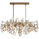 Merano rimini suspension plafonnier peinture or vieilli, verre lustre champagne