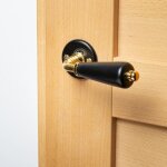 Merigous poign�e sur rosace merigous porcelaine noir laitonn�, porcelaine de limoges sans trou