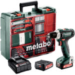 Metabo - perceuse visseuse 12v 2 batteries 2ah + chargeur + coffret de transport et kit complet d'accessoires ...