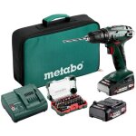 Metabo perceuse - visseuse sans fil bs 18 2x 2, 0 ah + chargeur + jeu d'embouts en sacoche