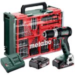 Metabo - outillage - perceuse - visseuse  percussion sans fil 18 v avec accessoires, 2 batteries 2, ...