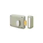 Metalux - serrure de porte de garage en applique horizontale � cylindre et bouton int�rieur 6903 main ...