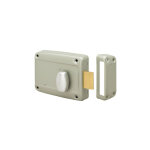 Metalux - serrure de porte de garage en applique horizontale � cylindre et bouton int�rieur 6903 main ...