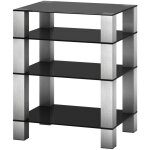 Meuble audio - vid�o verre tremp� noir et aluminium inox joy