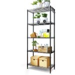 Meuble de cuisine étagère de rangement à quatre niveaux en métal - noir Meuble de cuisine étagère de rangement à quatre niveaux en métal - noir