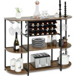 Costway - meuble de rangement à 3 niveaux avec casier de vin et 4 porte - verre en fer, Étagères de vin ... Costway - meuble de rangement à 3 niveaux avec casier de vin et 4 porte - verre en fer, Étagères de vin ...