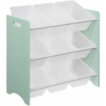 Meuble de rangement pour enfant avec 9 casiers. vert cladon - tobias - mdf dcor bois naturel. 64x29. ...