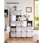 Songmics - meuble de rangement modulable, 16 compartiments, �tag�re en plastique, avec portes, pour v�tements, ...