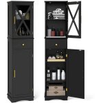Meuble de salle de bain haut avec etageres reglables noir