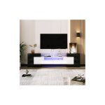 Meuble tv lgant avec panneau bas. haute brillance noir et blanc, 200 cm, clairage led meubles de salon. ...