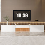 Meuble tv moderne, support tv, panneau tv, meuble tv bas. design unique, compatible avec un projecteur. ...