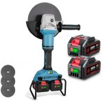 Meuleuse d'angle �180mm sans fil , (1800w, r�glage � 3 vitesses , 3 disque de coupe ) avec batterie 2x4, ...