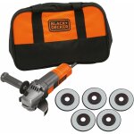Meuleuse d'angle filaire 900w 125mm black + decker beg220sa5 - fr livre avec sac de transport et 5 disques ...