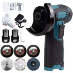 Meuleuse d'angle sans fil 12 v, disque 76 mm, 2 batteries lithium - ion 1300 mah, chargeur, 6 disques ...