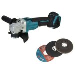 Meuleuse d'angle sans fil 125mm 18v 4 vitesses pour makita batterie + accessoires (machine seule)