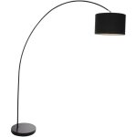 Lampadaire arc noir en m�tal et tissu ? abat - jour lin 40cm ? hauteur 185cm ? interrupteur au sol pour ...