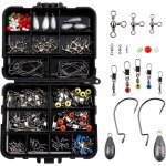160pcs kit d'accessoires pour pche, bote de pche avec hameons, perles, merillons, bouchons, connecteur ...