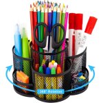 Porte - stylo en maille pour bureau, organiseur de bureau rotatif  360 degrs avec 7 compartiments, ...