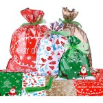 Mezheng - sacs cadeau de nol grande taille emballage cadeau cadeaux assortis styles sacs avec des liens ...