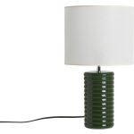Miliboo - lampe � poser en c�ramique �maill�e vert fonc� et abat - jour �cru h53 cm berro