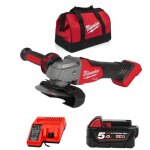 Milwaukee m18fsag125x - 501b meuleuse d'angle 125 mm interrupteur coulissant - 1 x 5. 0ah batteries + ...