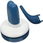 Mini aspirateur � main sans fil 2 piles aaa - portable bleu avec brosse -